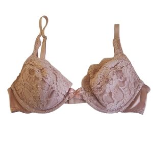Vintage Victoria’s Secret The Miracle Bra Pink Satin Lace Sexy Floral Size 36C